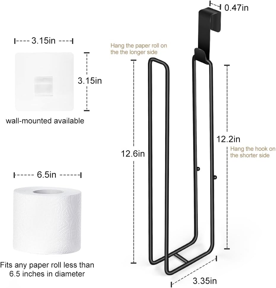 Toilet Paper Holder with Storagefor 3 Roll Tissue （Black 1 Pcs）