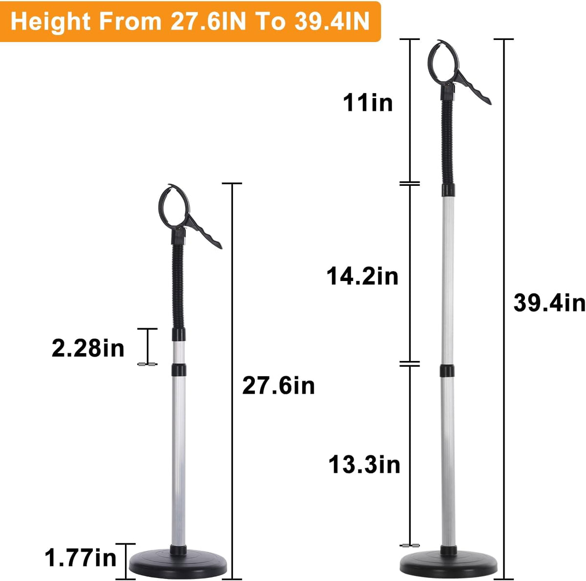 Erytlly Hair Dryer Stand Hands Free 360-Degree Rotating Adjustable Height Metal Hair Dryer Holder Blow Dryer Holder About for 0.5kg Hair Dryer in Bathroom, Vanity, Makeup Room Basic