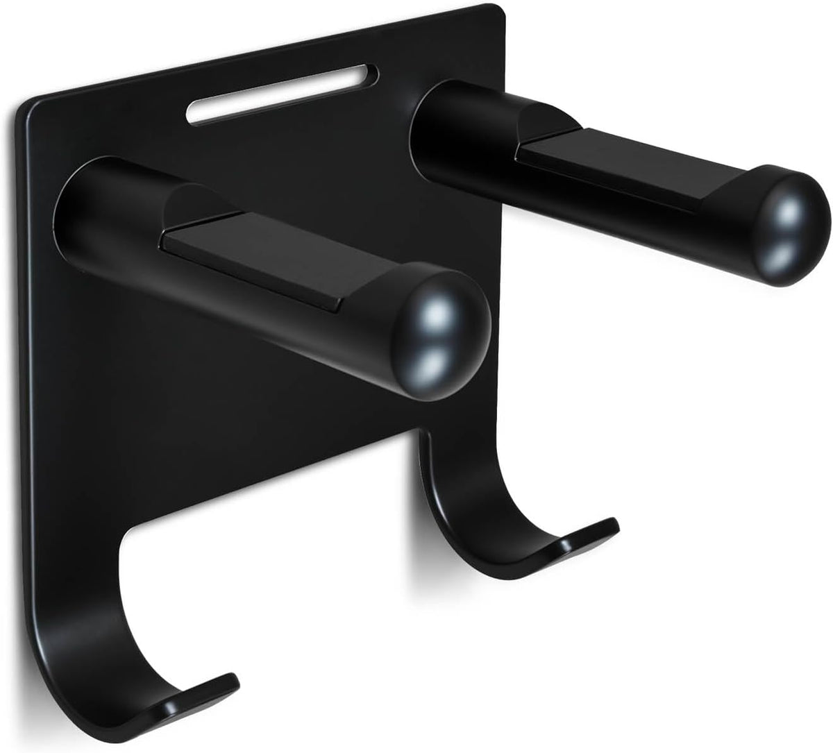 Hair Dryer Holder Stainless Steel Chromed (Black with Hooks)