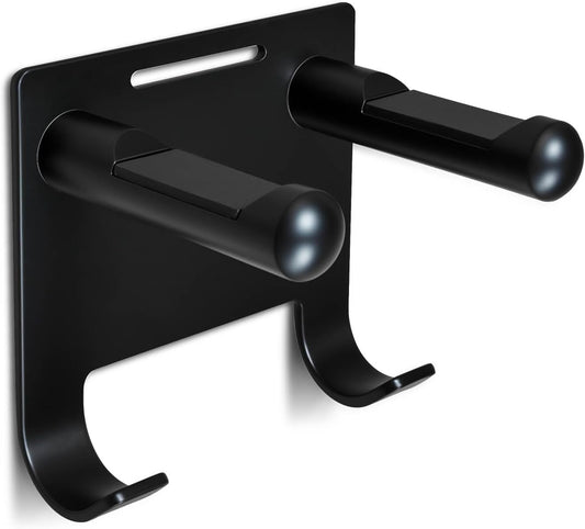 Hair Dryer Holder Stainless Steel Chromed (Black with Hooks)