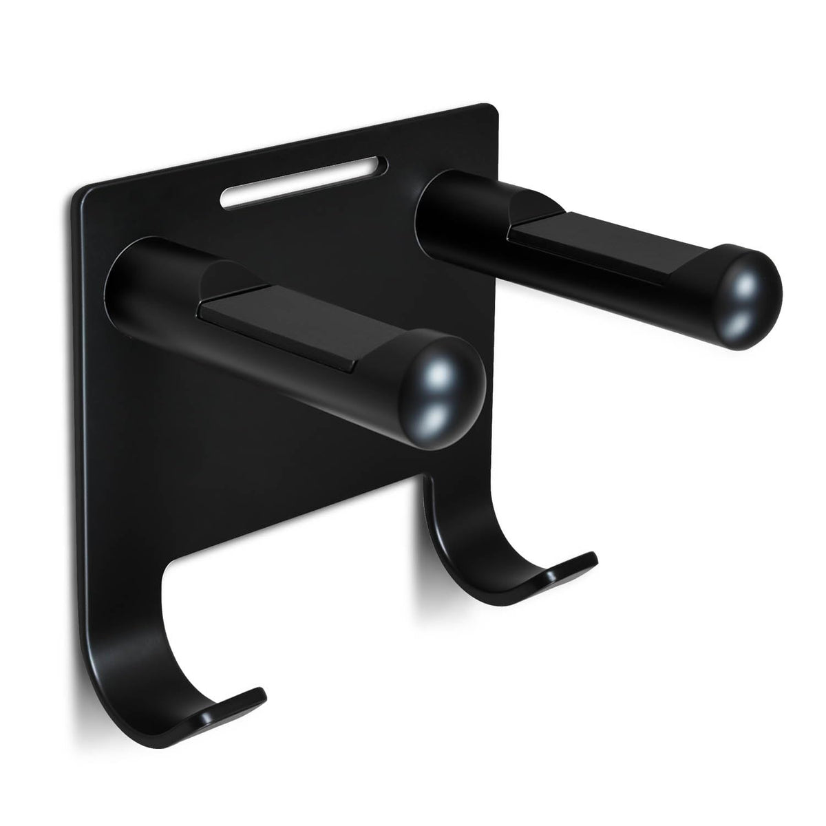 Hair Dryer Holder Stainless Steel Chromed (Black with Hooks)