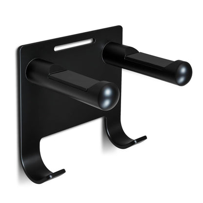 Hair Dryer Holder Stainless Steel Chromed (Black with Hooks)