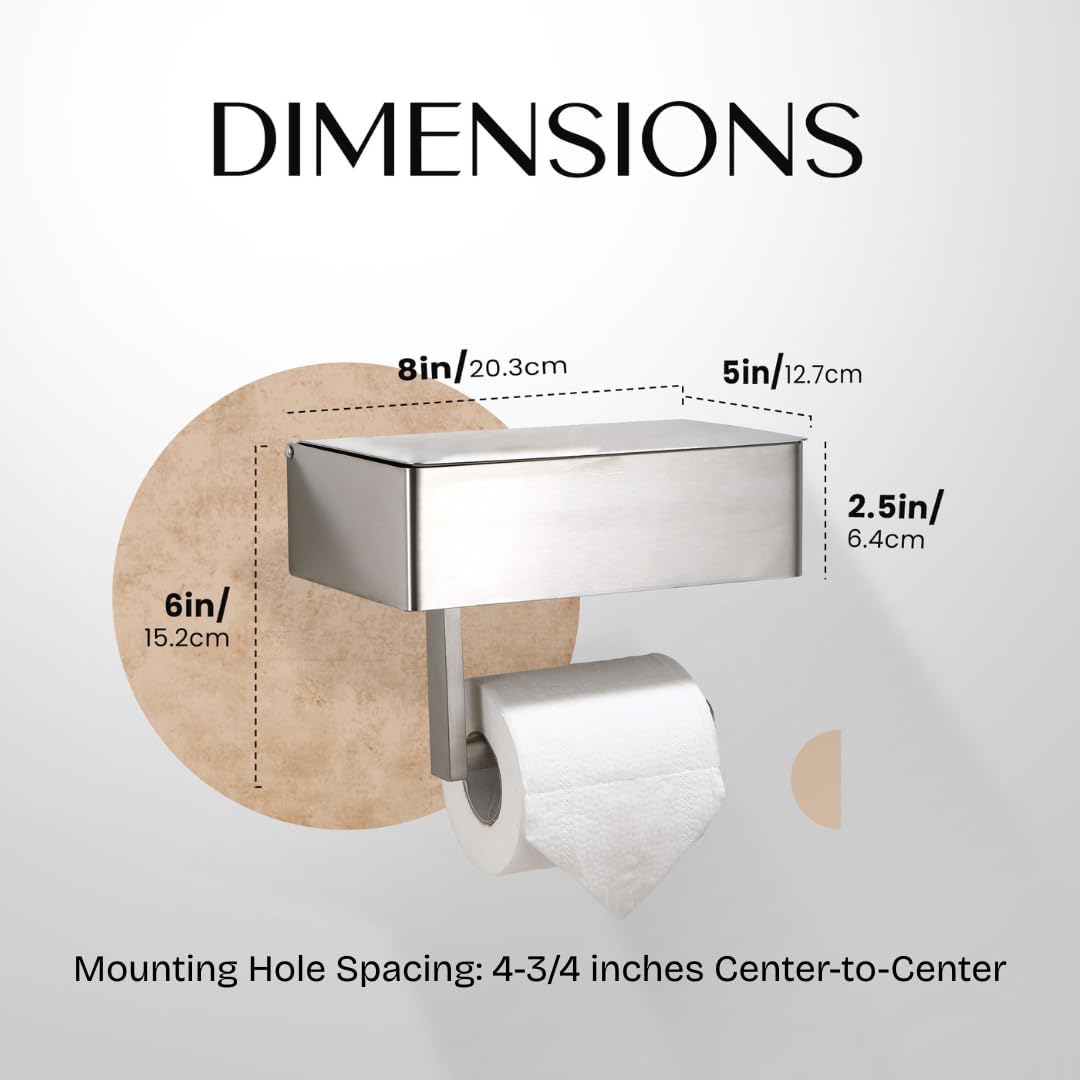 Day Moon™ - Toilet Paper Holder with Shelf - Wall Mount, Brushed Nickel