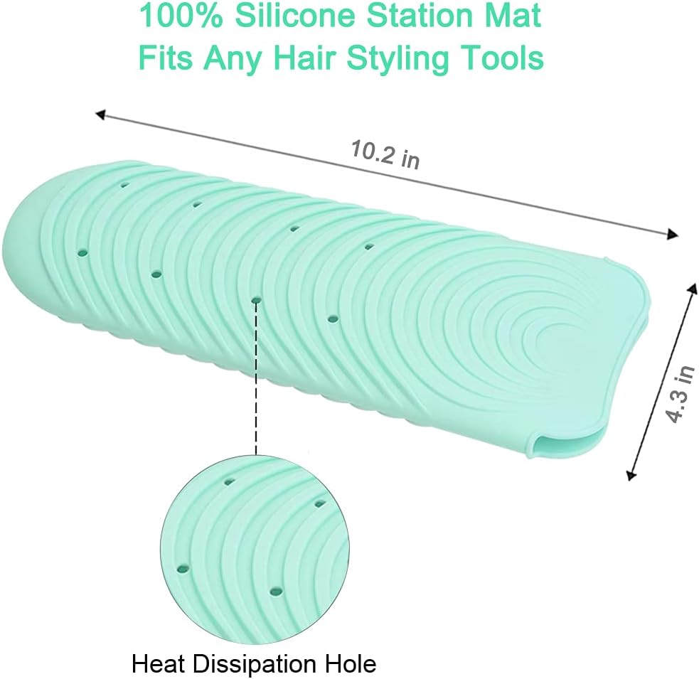 Heat Resistant Mat for Hair Tools, Silicone Heat Mat & Holder for Curling Iron, Professional Portable Travel Flat Iron Mat Pad Pouch Case Cover for Countertop