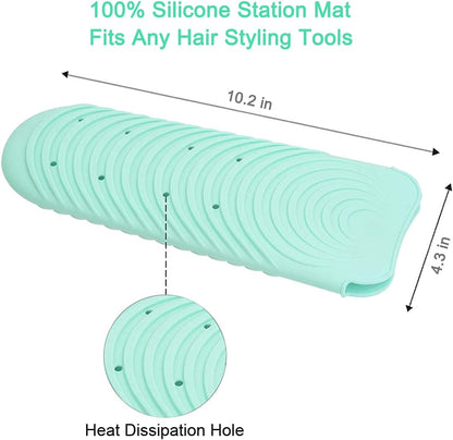Heat Resistant Mat for Hair Tools, Silicone Heat Mat & Holder for Curling Iron, Professional Portable Travel Flat Iron Mat Pad Pouch Case Cover for Countertop