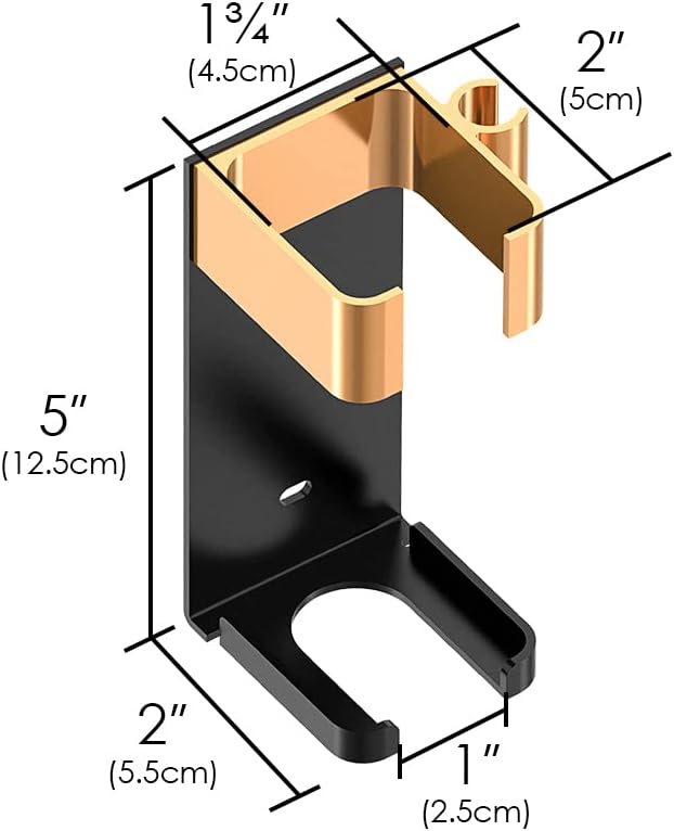 2 Pack Hair Tool Organizer Wall Mount Adhesive, Black Gold