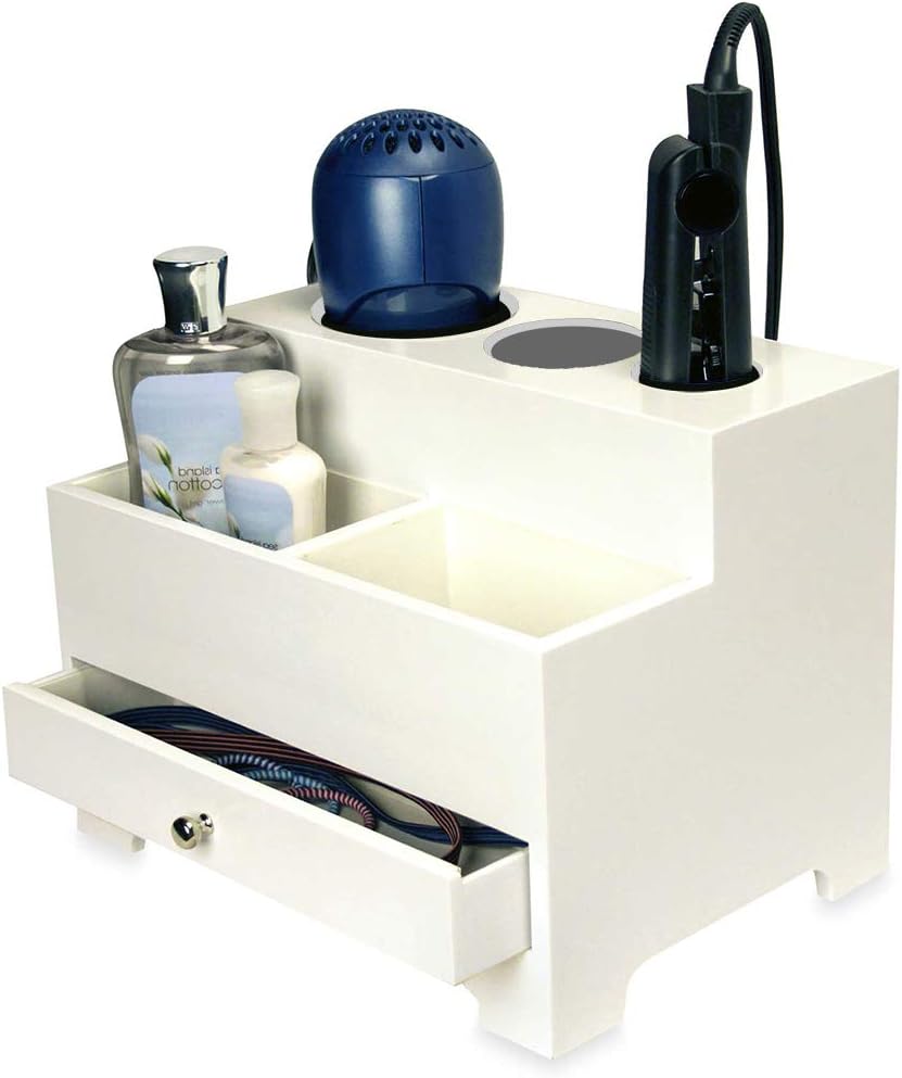 OnDisplay Makayla Deluxe Hair Tool and Accessory Organization Station - Holds Hair Dryer, Curling Iron, Hair Straightener and more