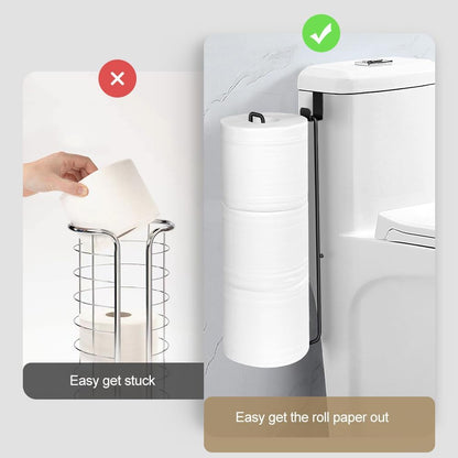 Toilet Paper Holder with Storagefor 3 Roll Tissue （Black 1 Pcs）