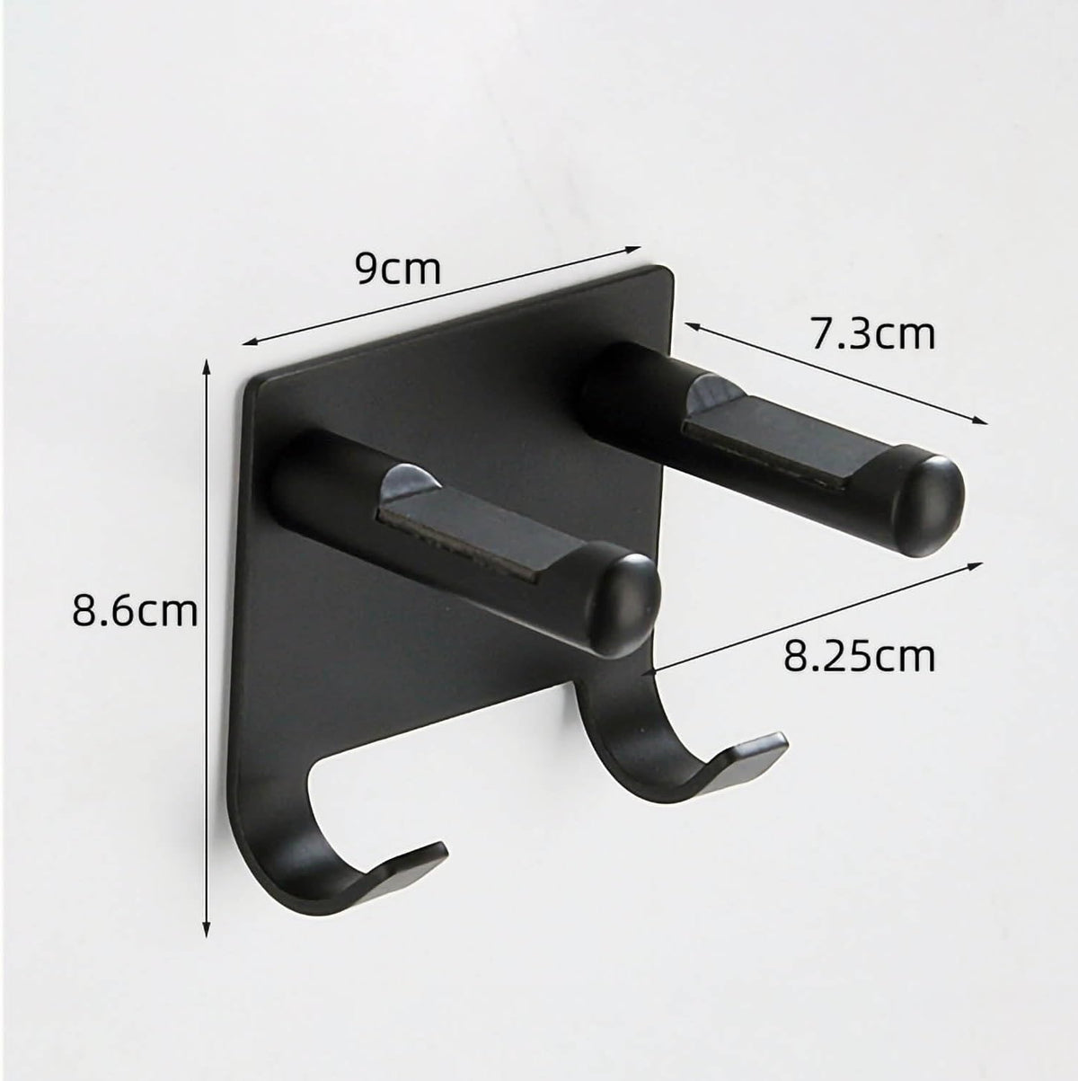 Hair Dryer Holder Stainless Steel Chromed (Black with Hooks)