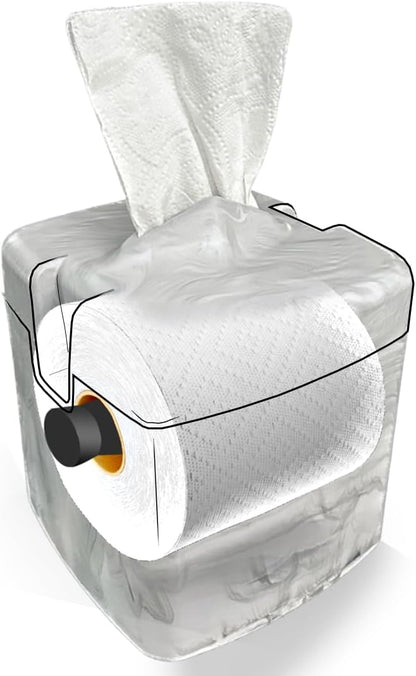 Tissuecaddy Life Hack Toilet Paper Dispenser - Money Saver Alternative to Tissue Box and Tissue Box Holder | Home, Bathroom, and More - White Marble