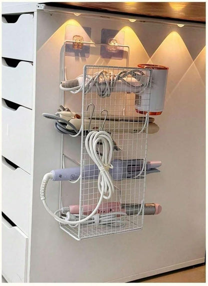 No Drill Wall Mount Curling Iron Holder, Zinc Alloy Hair Dryer Organizer