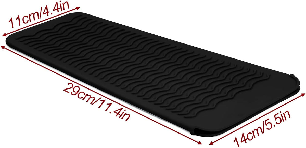 Silicone Heat Resistant Mat Pouch for Hair Straightener,Curling Iron, Black