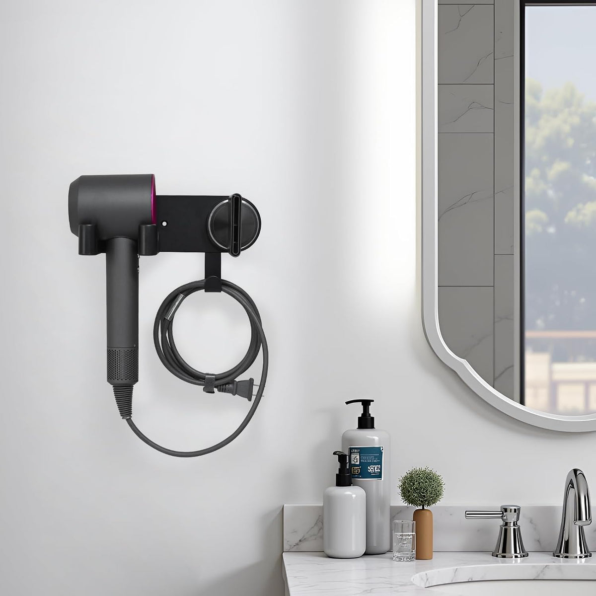 Wall-Mounted Hair Dryer Holder, Adhesive Blow Dryer Craddle