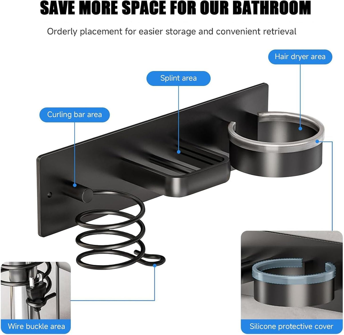 Wall Mount Holder For Dyson Hair Dryer and Straightener