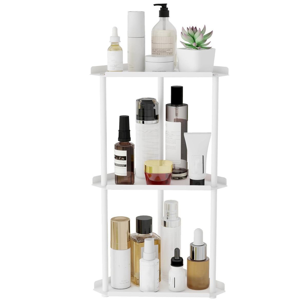 Jesginboo 2 Tier Bathroom Counter Organizer, Vanity Organizer Corner Shelf