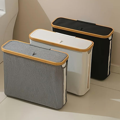 SENMOK 12-Roll Toilet Paper Storage with Lid, Bamboo Frame,Black