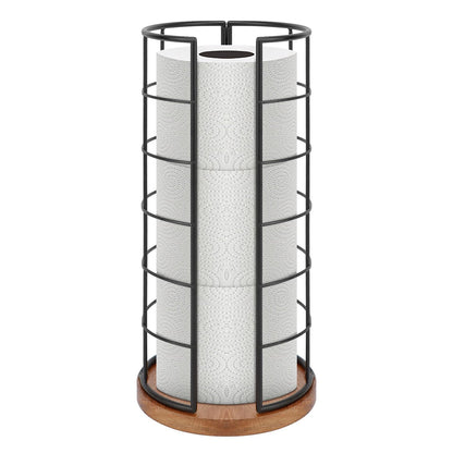 NearMoon Toilet Paper Organizer Stand, Free Standing 3 Rolls Tissue Storage, Metal Bathroom Accessory, Rustproof Toilet Roll Holder for Kitchen Countertop Inside Cabinet Shelf(Metal Base, Matte Black)