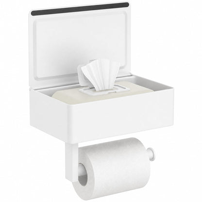 FORIOUS Toilet Paper Holder with Shelf, Wall-Mounted Modern Wipes Dispenser