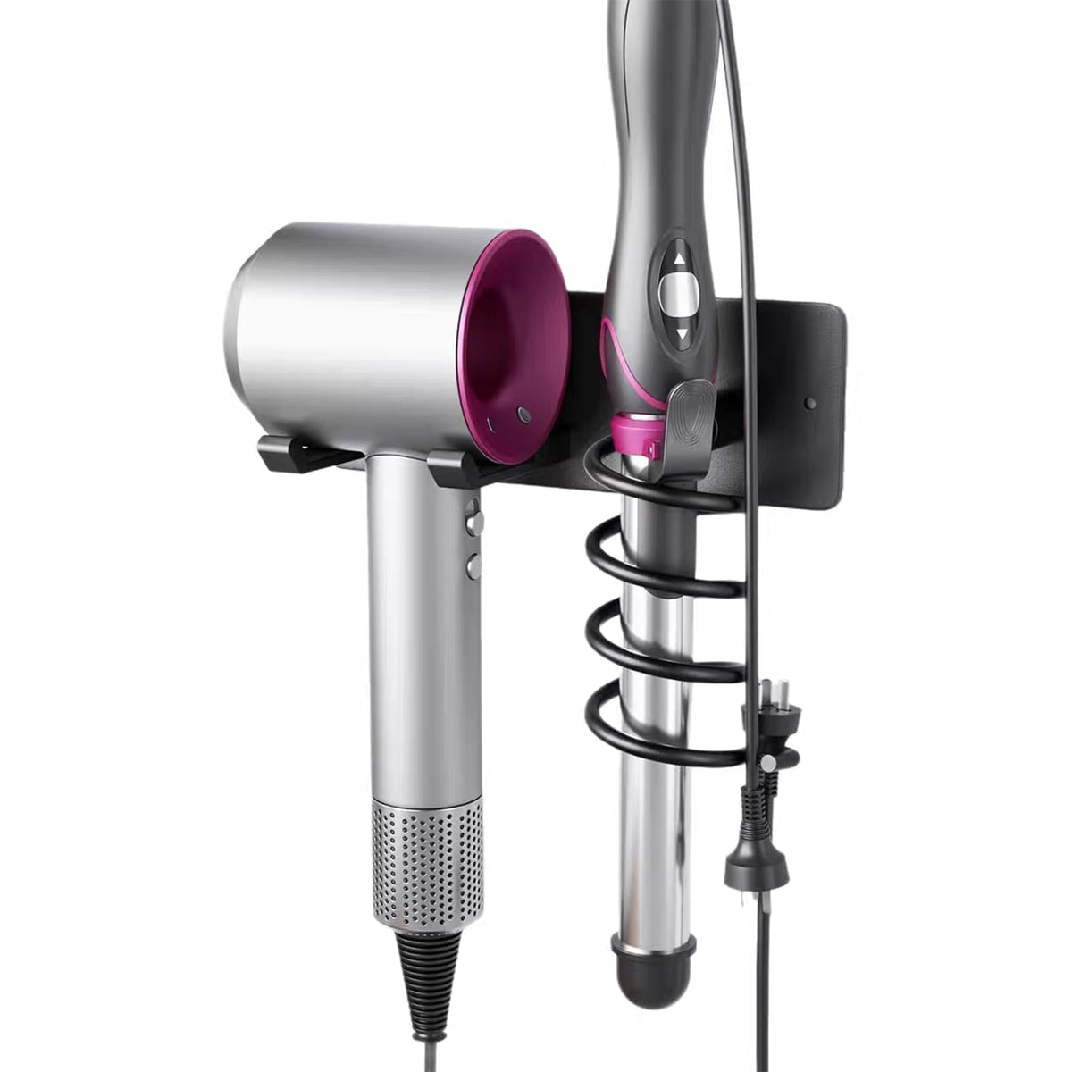3-in-1 Wall Mount Hair Tool Organizer Hair Dryer Holder, Black