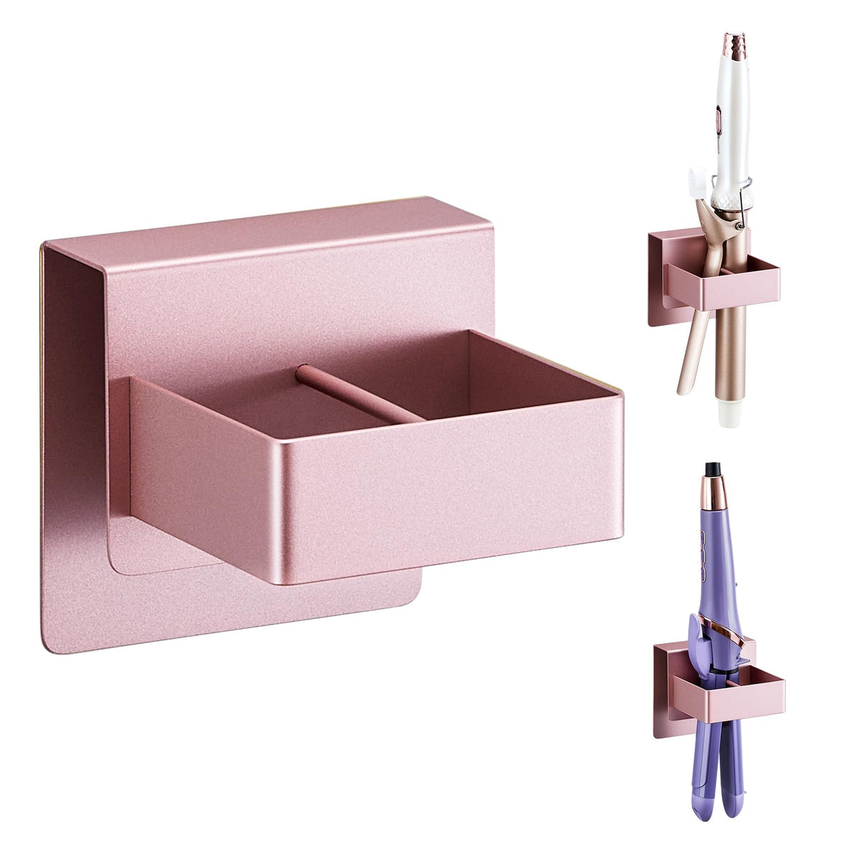 Straighteners Holder Wall Mounted Curling Iron Holder Metal Hair Dryer Holder for Curling Wands Accessories Adhesive Hair Tool Organizer Flat Iron Holder for Bathroom Barber Shops Vanity (Sliver)