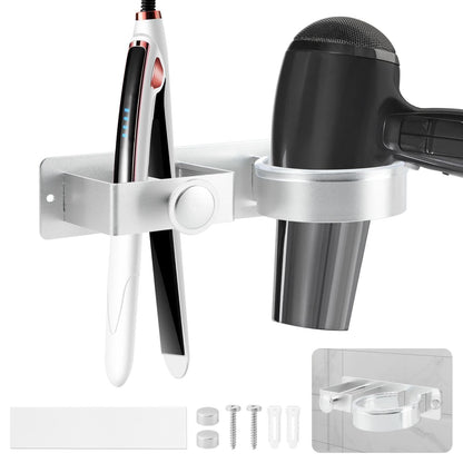 Hair Dryer Holder Wall Mounted, 2 in 1 Blow Dryer & Straightener Holder