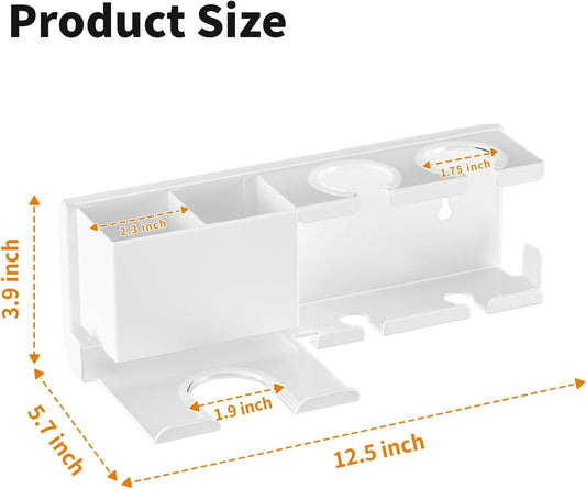 Hair Dryer Holder, Hair Tool Organizer Wall Mount, Adhesive or Drill, White