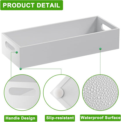 Tank Bamboo Bathroom Tray, Back Toilet Paper Holder Basket Storage, White