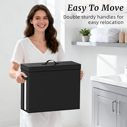 NAMTSO Bathroom Toilet Paper Storage with Lid, No Assembly, Black, 1 Pack