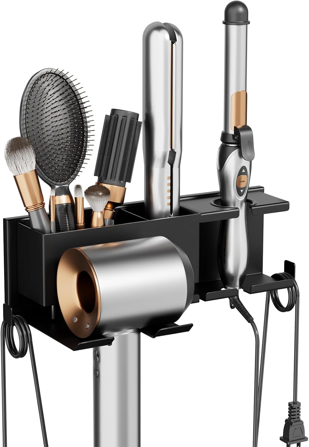 Hair Dryer Holder Hot Tools Organizer, Blow Dryer Holder Wall Mount, Bathroom Hair Tool Organizer Rack for Universal Dryer Black