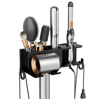 Hair Dryer Holder Hot Tools Organizer, Blow Dryer Holder Wall Mount, Bathroom Hair Tool Organizer Rack for Universal Dryer Black
