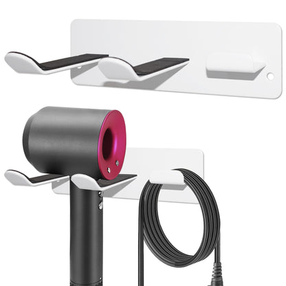 Hair Dryer Holder Wall Mount, Universal No-Drill Stainless Steel Organizer with 3M Adhesive & Screws, Space Saving Blow Dryer Hanger for Bathroom Bedroom Salon RV (Gold)
