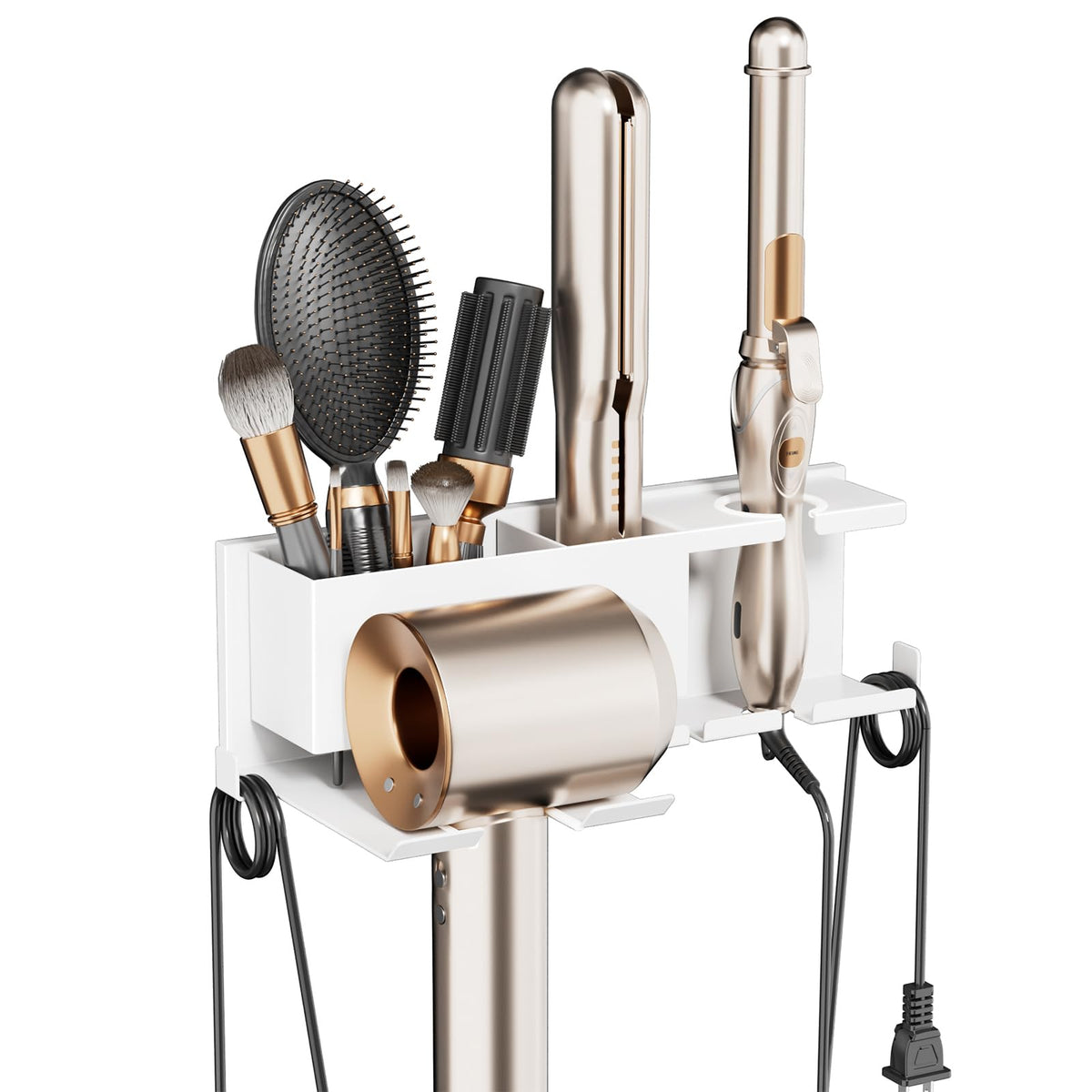 Hair Dryer Holder Hot Tools Organizer, Blow Dryer Holder Wall Mount, Bathroom Hair Tool Organizer Rack for Universal Dryer Black