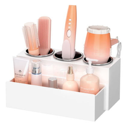 NIUBEE Acrylic Hair Tool Organizer,Hair Blow Dryer Holder with 3 Cups,Clear