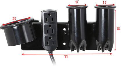 Saloniture Blow Dryer & Hair Iron Holder - Salon Appliance Rack w/ 3 Outlets & Clamp