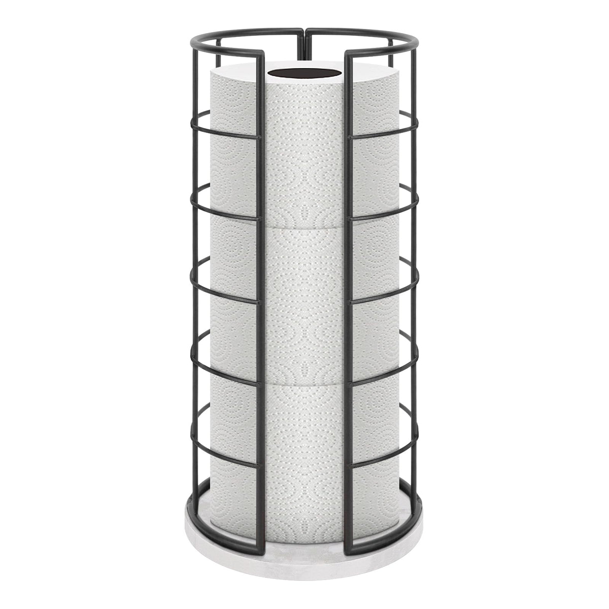 NearMoon Toilet Paper Organizer Stand, Free Standing 3 Rolls Tissue Storage, Metal Bathroom Accessory, Rustproof Toilet Roll Holder for Kitchen Countertop Inside Cabinet Shelf(Metal Base, Matte Black)