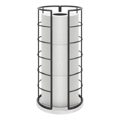 NearMoon Toilet Paper Organizer Stand, Free Standing 3 Rolls Tissue Storage, Metal Bathroom Accessory, Rustproof Toilet Roll Holder for Kitchen Countertop Inside Cabinet Shelf(Metal Base, Matte Black)