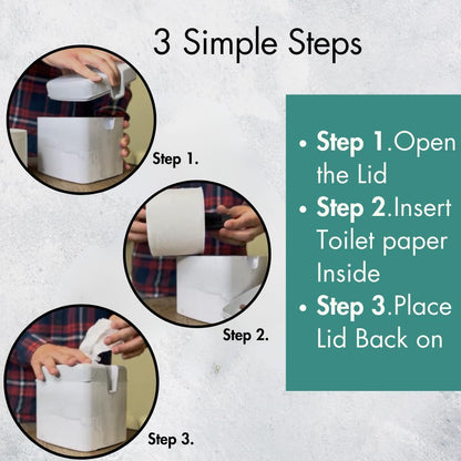 Tissuecaddy Life Hack Toilet Paper Dispenser - Money Saver Alternative to Tissue Box and Tissue Box Holder | Home, Bathroom, and More - White Marble