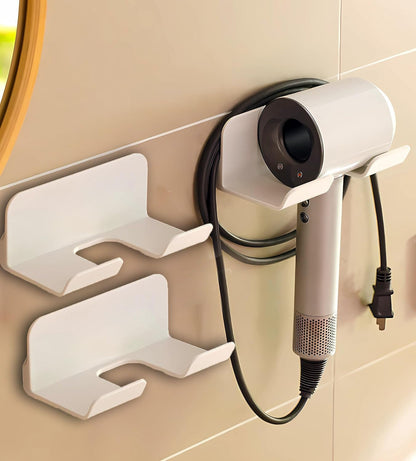 Universal Hair Dryer Holder, Blow Dryer Hanger Wall Mount for Hair Dryer Hook with Plug&Cord Organizer Self Adhesive for Cabinet Bathroom(1 Pack Black)