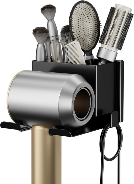 Hair Dryer Holder Wall Mounted, Hair Tools Organizer for Bathroom, Black