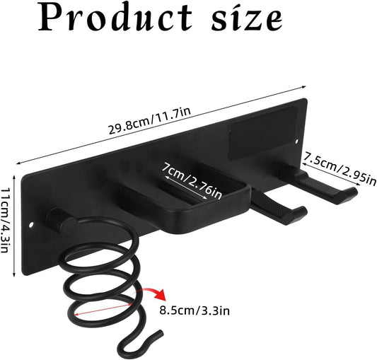 Penitue 3 in 1 Hair Tool Organizer Wall Mount, Space Aluminum Hair Dryer Holder Curling Iron & Straightener Holder Rack Flat Iron Storage Wall Mounted Blow Hot Tool Stand for Bathroom Vanity or Salon