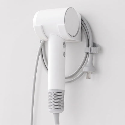 Hair Dryer Holder Wall Mount with Plug & Cord Organizer for Bathroom