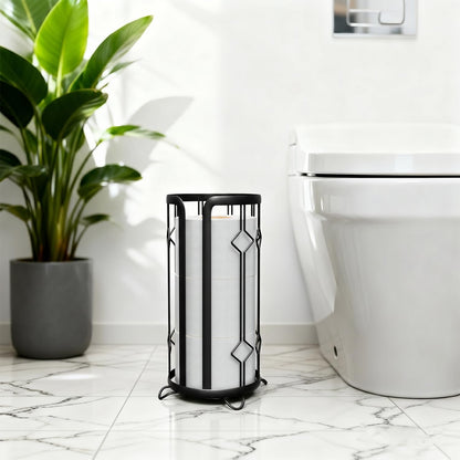 Epicano Toilet Paper Holder Stand,Freestanding Toilet Paper Storage,Black