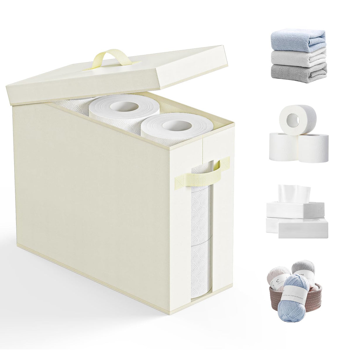 NAMTSO Bathroom Toilet Paper Storage with Lid, No Assembly, Black, 1 Pack