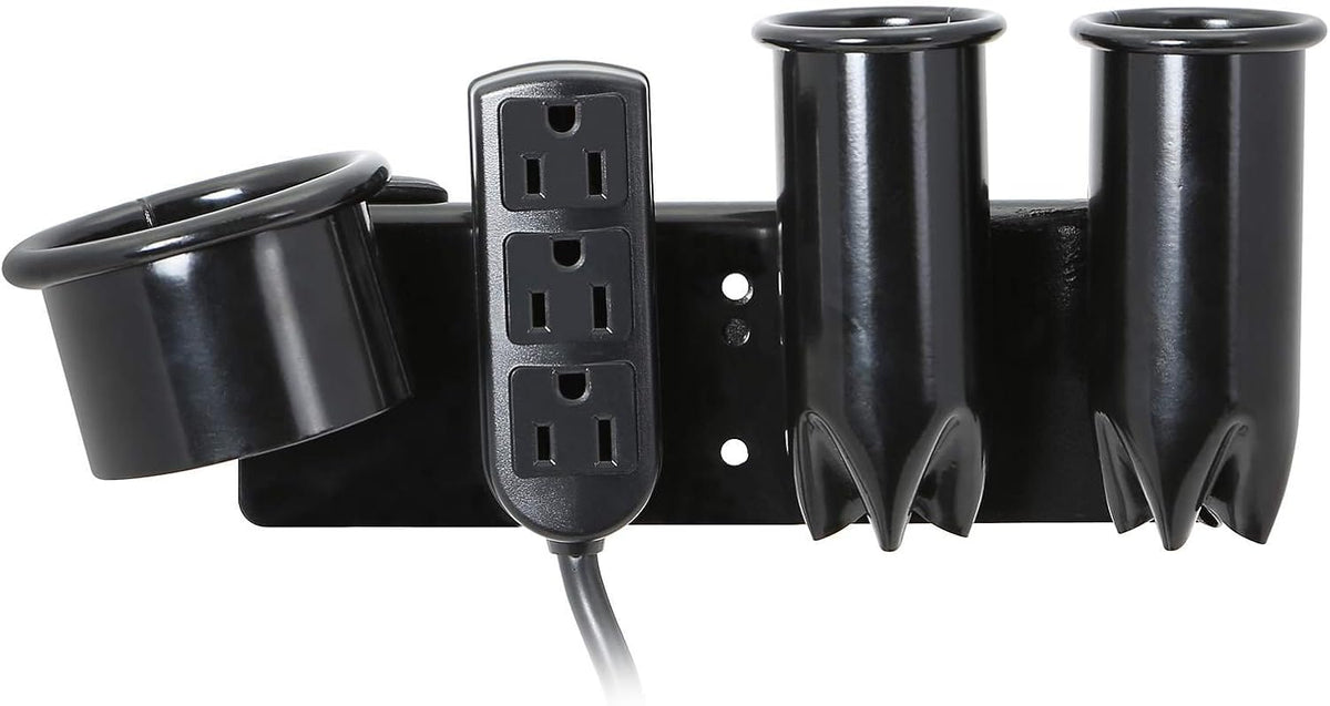Saloniture Blow Dryer & Hair Iron Holder - Salon Appliance Rack w/ 3 Outlets & Clamp