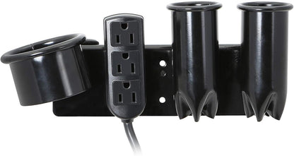 Saloniture Blow Dryer & Hair Iron Holder - Salon Appliance Rack w/ 3 Outlets & Clamp
