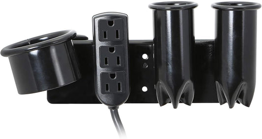 Saloniture Blow Dryer & Hair Iron Holder - Salon Appliance Rack w/ 3 Outlets & Clamp