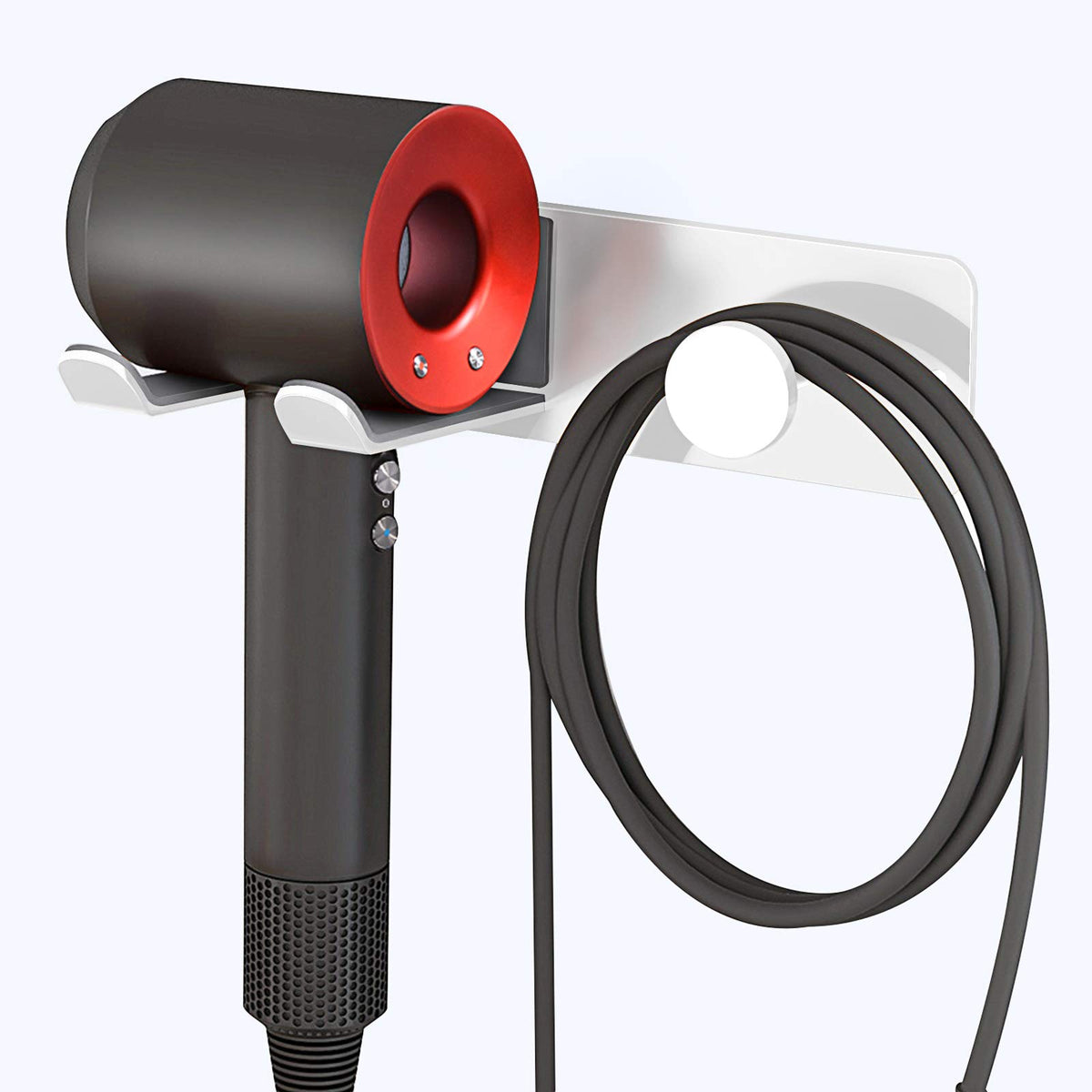 Hair Dryer Holder Wall Mounted, Stainless Steel Self Adhesive Blow Dryer Holder Rack for Dyson Supersonic Hair Dryer,Black