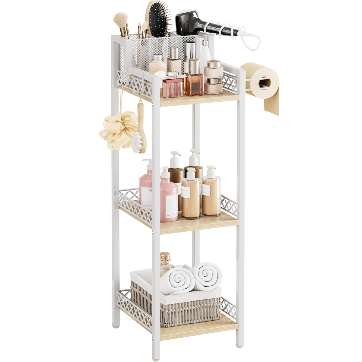 Bathroom Storage and Organizer Shelf Hair Dryer Holder, 9.85in