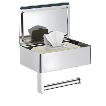 FORIOUS Toilet Paper Holder with Shelf, Wall-Mounted Modern Wipes Dispenser