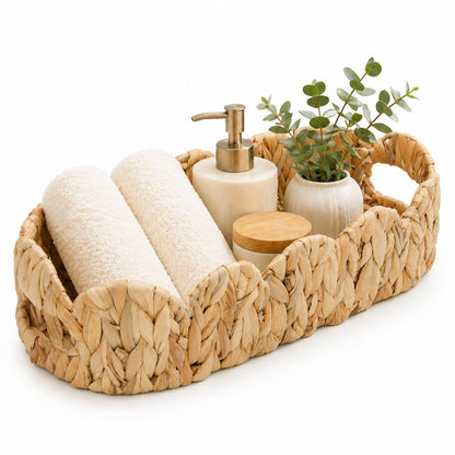 Scalloped Toilet Tank Basket, Back of Toilet Paper Basket
